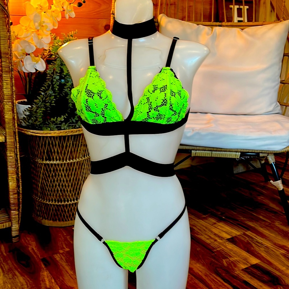 Neon strappy lingerie size medium